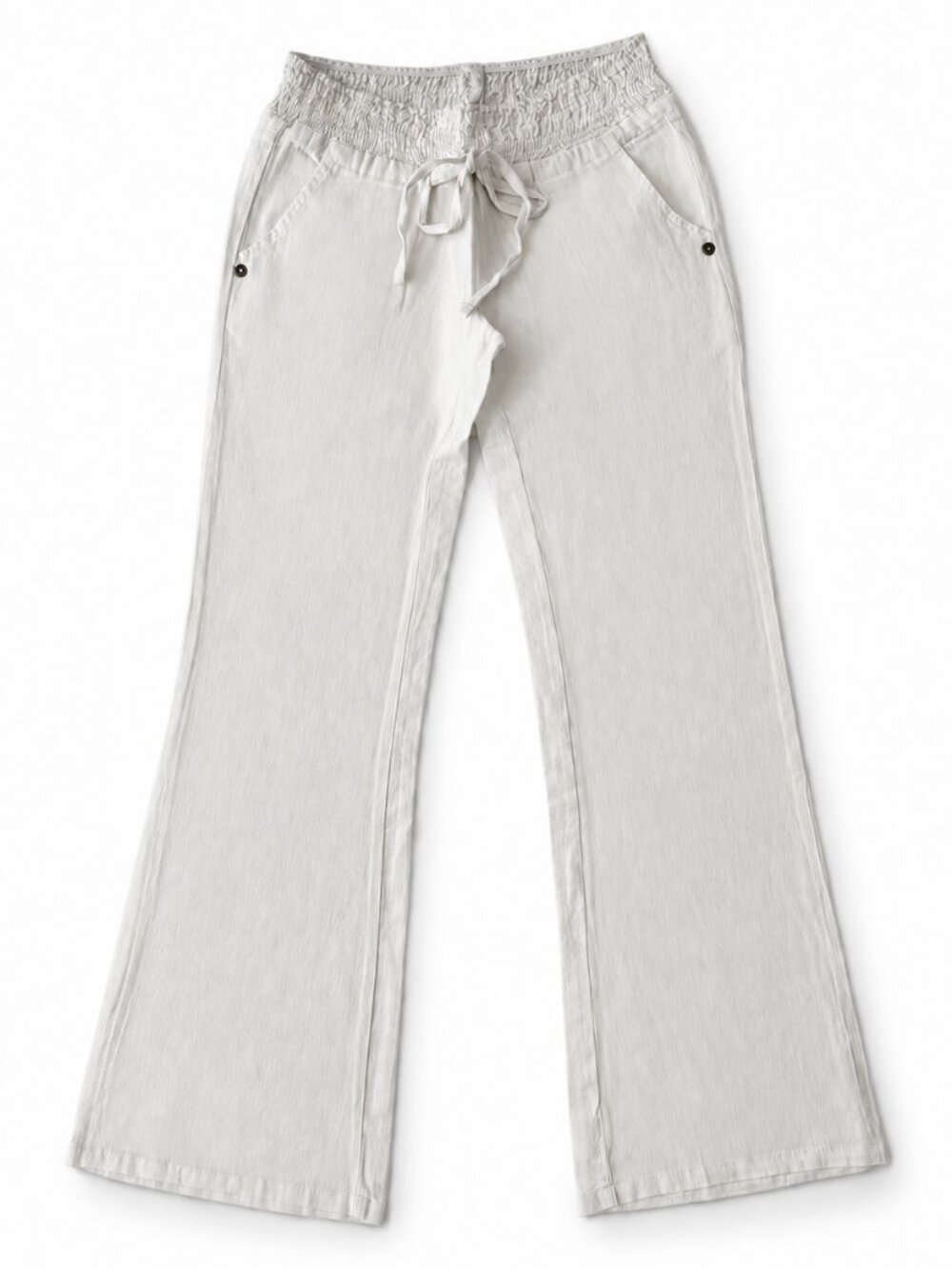 Love Tree White Wide Leg Drawstring Pants S-L NWT - Picture 2 of 3